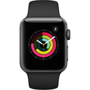 Apple Watch Series 3 GPS + Cellular, 38mm Space Grey Aluminum Case Sport Band Black (Certified Pre-Owned, Open Box, Like New Condition)